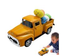 Générique 12.5cm Vintage Alloy American Pickup Truck Model | Easter Foam Egg Set with 6 Colorful Accessories | Mini Farmhouse Holiday Decor Collectible | Zinc Die-Cast Springtime Display Vehicle