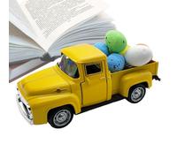 Générique 12.5cm Vintage Alloy American Pickup Truck Model | Easter Foam Egg Set with 6 Colorful Accessories | Mini Farmhouse Holiday Decor Collectible | Zinc Die-Cast Springtime Display Vehicle