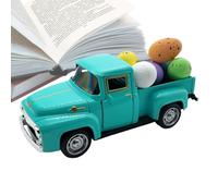 Générique 12.5cm Vintage Alloy American Pickup Truck Model | Easter Foam Egg Set with 6 Colorful Accessories | Mini Farmhouse Holiday Decor Collectible | Zinc Die-Cast Springtime Display Vehicle