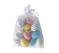 Générique 12-Pack Mini PP Easter Egg Ornaments for Decoration | 1.2x1.6 inch Small Fake Eggs | Multicolor Craft Fillers for Party Baskets | Lightweight Spring Holiday Table Scatter