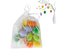 Générique 12-Pack Mini PP Easter Egg Ornaments for Decoration | 1.2x1.6 inch Small Fake Eggs | Multicolor Craft Fillers for Party Baskets | Lightweight Spring Holiday Table Scatter