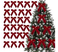 Générique 12 Pack Noeud Sapin de Noel Rouge Velvet Christmas Bows Rustic Christmas Wreath Bows Vintage Velvet Ribbon Bows Holiday Decorations for Christmas Tree Garland Crafts Wedding Party (24pc-A)