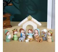 Générique 12 PCS Creche De Noel | Mini Crèches De Style Dessin Animé | Scène De L'étable De Jésus en Résine 3D | Décoration Chrétienne pour Bureau, étagère, Cheminée, Bureau Et Fêtes