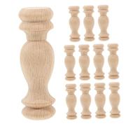 Générique 12 Pièces Colonne en Bois Massif Petit Couloir Pont Ornements De Fleuron en Bois Finaux Inachevés pour L'artisanat De Bricolage Embouts en Bois Inachevés Lit Post Finals Beige