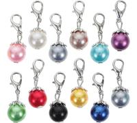 Générique 12 Pièces Pendentifs Charmes en Perles Imitation Fermoir Mousqueton en Alliage pour Création de Bijoux Diy, Accessoires Légers et Élégants Couleur Aléatoire