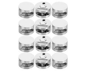 Générique 12 Pièces Support de Miroir Réglage Fin en Alliage de Zinc Argenté Rond Fixation sans Perçage et Structure Discrète et Clips d'angle pour Salle de Bain et Salon
