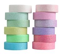 Générique 12 Rouleaux Ruban Washi Coloré 15mm, 12 Décoratif Scintillant | Adhérence Forte, Style Simple, pour Scrapbooking, Loisirs Créatifs, Coins Photo et Paquet Présents