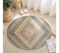 Générique 120 cm Rond Tapis Rond, Couleur Terre Motif Minimalisme Géométrie Losanges Lignes Artistique - Tapis à Poils Courts Antidérapant et Lavable Design Élégant pour Salon Chambre Bureau