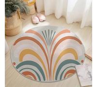 Générique 120 cm Rond Tapis Rond, Violet Motif Style Bohème Arches Colorées Pois Artistique - Tapis à Poils Courts Antidérapant et Lavable Design Élégant pour Salon Chambre Bureau ou Chambre d’Enfant