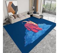 Générique 120 x 180 cm Tapis Salon 3D Poils Courts, Nuages du Ciel Étoilé des Astronautes Doux, Antidérapant et Lavable Tapis pour Chambre, Couloir et Enfants- Facile à Entretenir, Bleu Marine