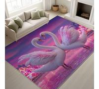Générique 120 x 180 cm Violet Tapis Cygne Cœur Ciel Lac Imprimé Cartoon Anime Illustration Rêveuse Tapiss Rêveur Romantique Saint-Valentin & Tapis antidérapant Magique intégré pour Chambre