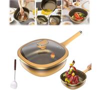 Générique 12in Titanium Alloy Non-Stick Pot with Lid, Multi-Purpose Deep Saute Pan, Easy Cleanup Durable Frying Pans for Frying Eggs, Stir-frying, Stewing, Braising and Other Cooking Methods