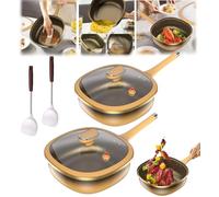 Générique 12in Titanium Alloy Non-Stick Pot with Lid, Multi-Purpose Deep Saute Pan, Easy Cleanup Durable Frying Pans for Frying Eggs, Stir-frying, Stewing, Braising and Other Cooking Methods