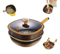 Générique 12in Titanium Alloy Non-Stick Pot with Lid, Multi-Purpose Nons-Sticks Frying Pan, Titanium Non-Stick Cookware, Ergonomic Stay-Cool Handles, for Cooking, Frying, Baking (Regular + Steamer)