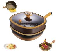 Générique 12in Titanium Alloy Non-stick Pot with Lid, Non Stick Frying Pans, 20cm Heat-Resistant Handle, for Frying Eggs, Stir-frying, Stewing (Pot + Lid + Steamer)