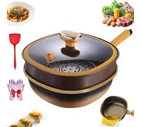 Générique 12in Titanium Alloy Non-Stick Pot with Lid, Non Stick Frying Pans, Multi-Purpose Deep Saute Pan with Steamer Basket for Frying Stir-frying Stewing Cooking Methods (Pot+Lid+Steamer)