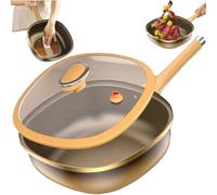 Générique 12in Titanium Alloy Non-Stick Pot with Lid,Non Stick Frying Pans, Titanium Pans for Cooking, with Ergonomic Stay-Cool Handles,for Cooking, Frying, Baking (Pot + Lid)