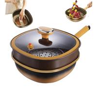 Générique 12in Titanium Alloy Non-Stick Pot with Lid,Non Stick Frying Pans, Titanium Pans for Cooking, with Ergonomic Stay-Cool Handles,for Cooking, Frying, Baking (Pot + Lid + Steamer)