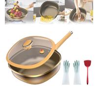 Générique 12in Titanium Alloy Non-stick Pot with Lid, Nonstick Frying Pan Cookware Sets, with Ergonomic Stay-Cool Handles, for Frying Stir-frying Stewing Cooking Methods (Pot+Lid)
