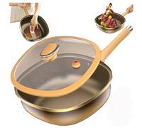 Générique 12in Titanium Alloy Non-Stick Pot with Lid,Titanium Pans for Cooking Non Stick Frying Lids With Ergonomic Stay-Cool Handlesfor, Stir-frying, Stewing, Braising and Other (Pot+Lid)