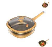Générique 12in Titanium Alloy Non-Stick Pot with Lid, Titanium Pans for Cooking, Non Stickt Frying Pan with Lids, Works Flawlessly on Induction, Gas, Electric (Pot + Lid) (Regular)