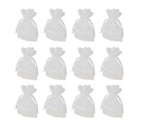Générique 12pcs Pochettes de Rangement Bijoux Blanc en Fil Bambou Cordon Pratique à Motif Dentelle, Élégant et Facile à Utiliser pour Emballage de Bonbons