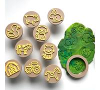 Générique 12pcs polymère argile timbre et moules Set pour argile molle, cire, résine artisanat, adaptable pour Scrapbook, fabrication de cartes, cachet de cire à cacheter, timbres de biscuits