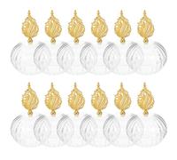 Générique 12pièces Lot de Boîtes à Bonbons Transparentes Rondes avec Ouverture Facile Décor Doré Rangement Polyvalent pour Cadeaux Anniversaire Dragées Mariage et Fêtes