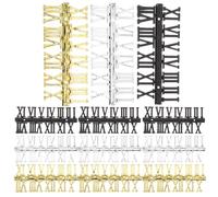 Générique 12pièces Numéros Romains pour Horloge Murale Plastique Kit DIY pour Réparation ou Décoration Or Argent et Noir