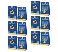 Générique 12pièces Sacs Cadeaux Papier Hanukkah Pochons Bonbons Multi-usage avec Stickers Décoratifs pour Fêtes et Anniversaires