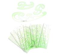 Générique 13 Pièces Gabarit de Dessin en Pet Vert Règles Géométriques Variées pour Mesure Précise, Modèle de Construction pour École et Bureau