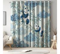 Générique 140 x 160 cm Rideaux occultants Enfant Bleu Pâle, Rideaux Thermiques, Rideaux à œillets, Oriental, Panda Forêt Verte Nuage Chanceux, réduit la lumière, Isolation Thermique, Anti Froid