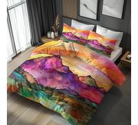 Générique 140x200 Housse de Couette Abstract Parure de Lit - 1 Personne, 1 Taie d'oreiller 65x65, Motif Art Aquarelle Paysage, Decoration Chambre, Microfibre Doux, Zippée - WA645