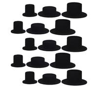 Générique 15 Mini Chapeaux de Clown Noirs en Feutre Floqué - Lot de 15 Pièces - Accessoires Doux et Légers pour Loisirs Créatifs, Décoration de Fête et Bricolage Poupées