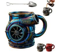 Générique 15oz Retro Engine Coffee Mug,Stainless Steel Engine Turbo Mug, Creative Personalized Car Motor Design Cup,Double Wall Insulation Car Cup with Handle