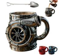 Générique 15oz Retro Engine Coffee Mug,Stainless Steel Engine Turbo Mug, Creative Personalized Car Motor Design Cup,Double Wall Insulation Car Cup with Handle