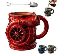Générique 15oz Retro Engine Coffee Mug,Stainless Steel Engine Turbo Mug, Creative Personalized Car Motor Design Cup,Double Wall Insulation Car Cup with Handle
