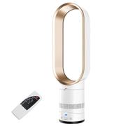 Générique 16" Bladeless Tower Fan with Remote Control, 80° Oscillating Standing Fan, Quiet Portable Cooling Fan, Stepless Speed Control, 8H Timer, for Bedroom Office Home (Gold)