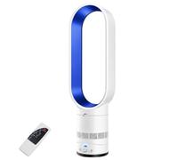 Générique 16" Bladeless Tower Fan with Remote Control, 80° Oscillating Standing Fan, Quiet Portable Cooling Fan, Stepless Speed Control, 8H Timer, for Bedroom Office Home (Blue)