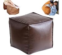 Générique 16 inch Stuffable Cushion Storage Bag,Faux Leather Pouf Cover Cube Decorative Footrest Storages Bag,Versatile Floor Footrest Pillow,Stuffable Ottoman with Storage (Black Sugar)