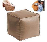 Générique 16 inch Stuffable Cushion Storage Bag,Faux Leather Pouf Cover Cube Decorative Footrest Storages Bag,Versatile Floor Footrest Pillow,Stuffable Ottoman with Storage (Milk Coffee)
