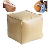 Générique 16 inch Stuffable Cushion Storage Bag,Faux Leather Pouf Cover Cube Decorative Footrest Storages Bag,Versatile Floor Footrest Pillow,Stuffable Ottoman with Storage (Milk Apricot)