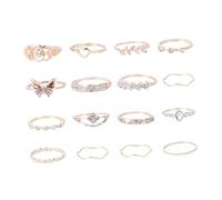 Générique 16 pièces Bague Vintage pour Femmes Ensemble de Bijoux Diamant Élégant et Adapté à Toutes Occasions