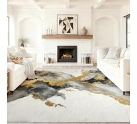 Générique 160 x 230 cm Tapis Entrée Intérieur, Gris Antidérapant Tapis Lavable, Pile Courte Tapis Salon Luxe Doux Feuille d'or Nuage Flottant pour Dessous, Cuisine, Chambre Chien