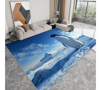 Générique 160 x 230 cm Tapis Salon 3D Poils Courts, Animal Penguin Blanche Neige Doux, Antidérapant et Lavable Tapis pour Chambre, Couloir et Enfants- Facile à Entretenir, Bleu