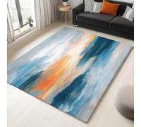 Générique 160 x 230 cm Tapis Salon 3D Poils Courts, Peinture À l'huile Ciel Naturel Doux, Antidérapant et Lavable Tapis pour Chambre, Couloir et Enfants- Facile à Entretenir, Bleu Clair