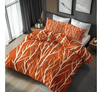 Générique 160x200 Housse de Couette Succursales Parure de Lit - 2 Personnes, 2 Taies d'oreiller 65x65, Motif Art Abstract Orange, Decoration Chambre, Microfibre Doux, Zippée - WA672