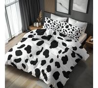 Générique 160x200 Housse de Couette Vache Parure de Lit - 2 Personnes, 2 Taies d'oreiller 65x65, Motif Texture Animale, Decoration Chambre, Microfibre Doux, Zippée - JZ444