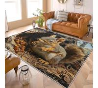 Générique 160x230 cm Tapis Moderne 3D Impression Mignon écureuil Animal Lavable en Machine Super Doux et Antidérapant Tapis Marron Décoration d'intérieur Facile à Nettoyer Paillasso Poil Ras