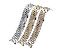 Générique 18 19 20 21 22 23 24mm for toute marque extrémité incurvée Bracelet de montre en acier inoxydable boucle papillon remplacement hommes(B silver,18mm)